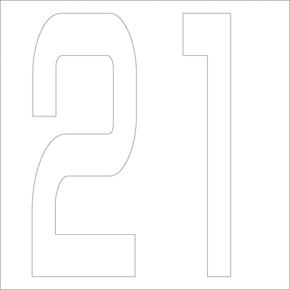 カッティングステッカー　数字２１　文字高１００ｍｍ　白