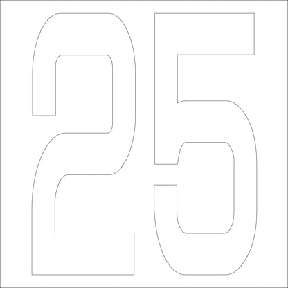 カッティングステッカー　数字２５　文字高１００ｍｍ　白