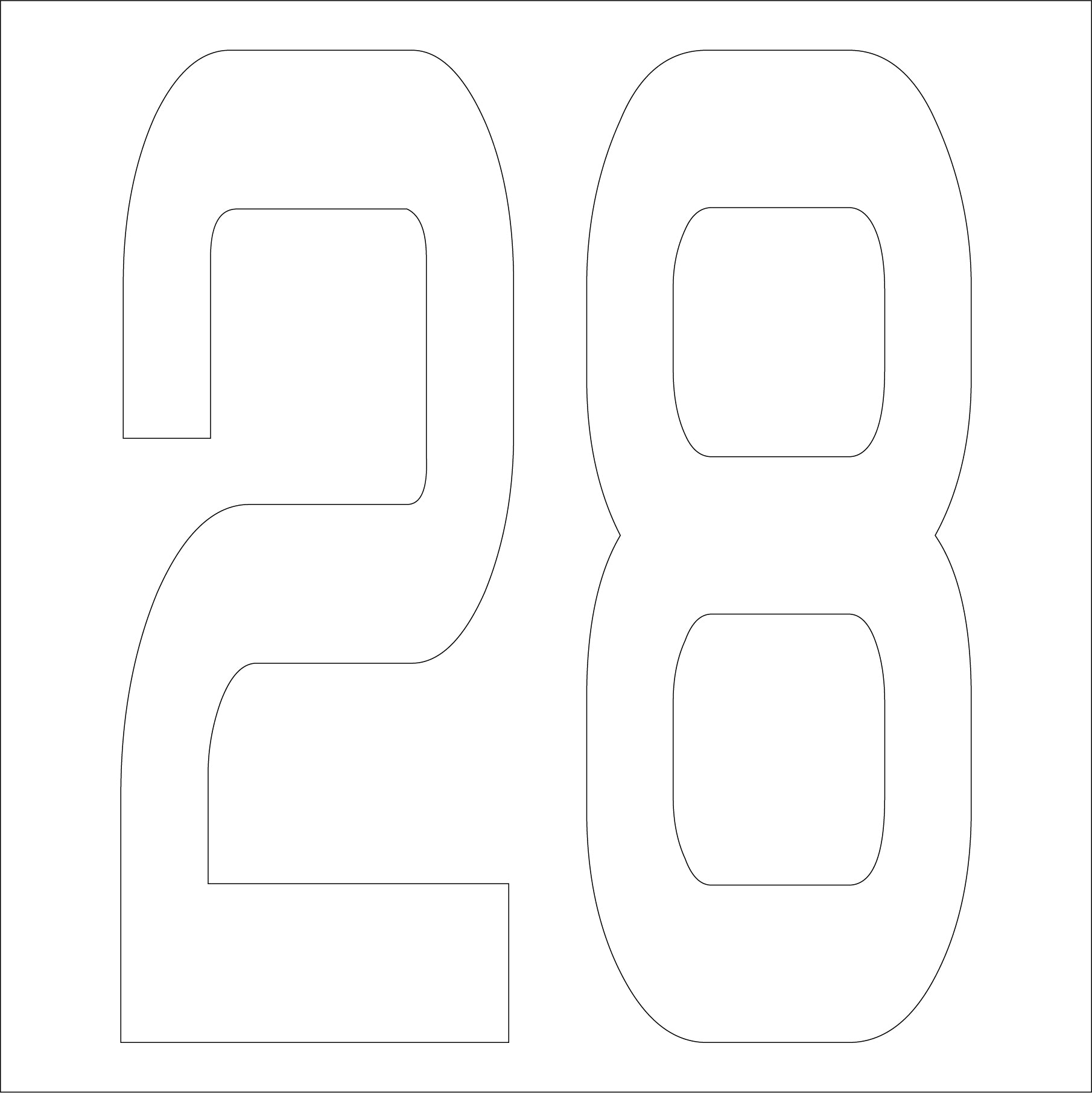 カッティングステッカー 数字28 文字高100mm 白 – GREEN