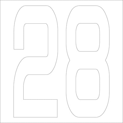カッティングステッカー　数字２８　文字高１００ｍｍ　白