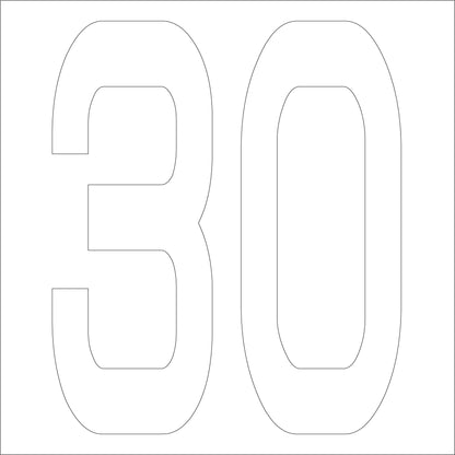 カッティングステッカー　数字３０　文字高１００ｍｍ　白