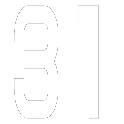 カッティングステッカー　数字３１　文字高１００ｍｍ　白