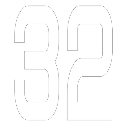 カッティングステッカー　数字３２　文字高１００ｍｍ　白