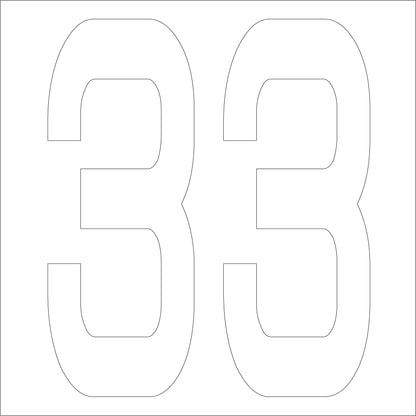 カッティングステッカー　数字３３　文字高１００ｍｍ　白