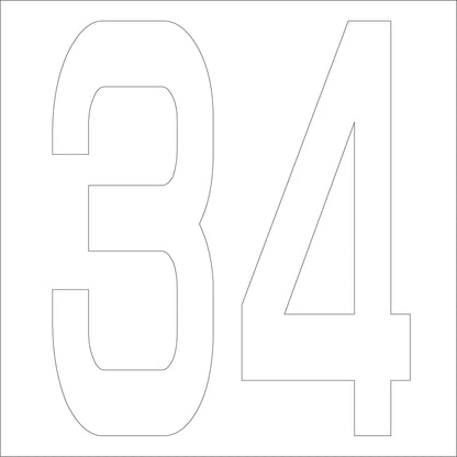 カッティングステッカー　数字３４　文字高１００ｍｍ　白
