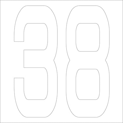 カッティングステッカー　数字３８　文字高１００ｍｍ　白