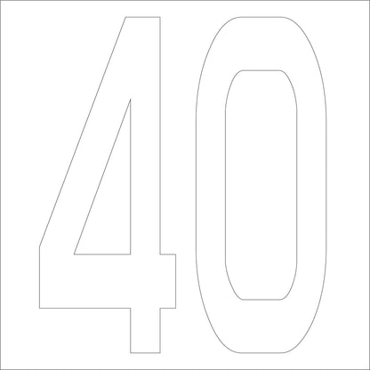 カッティングステッカー　数字４０　文字高１００ｍｍ　白