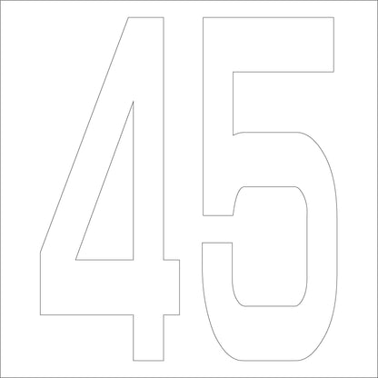 カッティングステッカー　数字４５　文字高１００ｍｍ　白