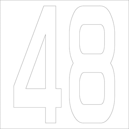カッティングステッカー　数字４８　文字高１００ｍｍ　白