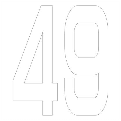カッティングステッカー　数字４９　文字高１００ｍｍ　白