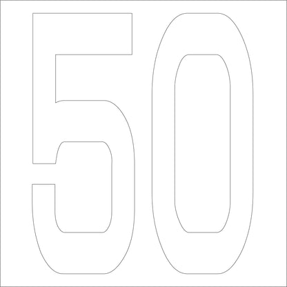 カッティングステッカー　数字５０　文字高１００ｍｍ　白