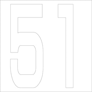カッティングステッカー　数字５１　文字高１００ｍｍ　白