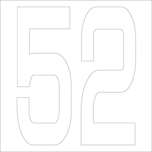 カッティングステッカー　数字５２　文字高１００ｍｍ　白