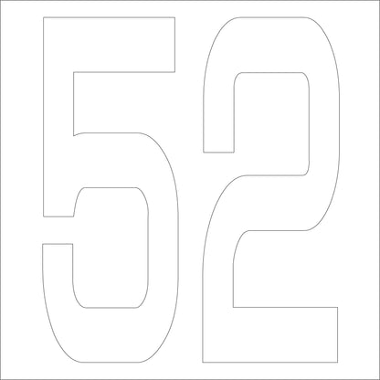 カッティングステッカー　数字５２　文字高１００ｍｍ　白