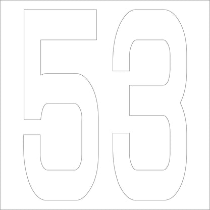 カッティングステッカー　数字５３　文字高１００ｍｍ　白
