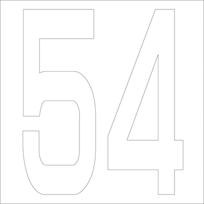 カッティングステッカー　数字５４　文字高１００ｍｍ　白