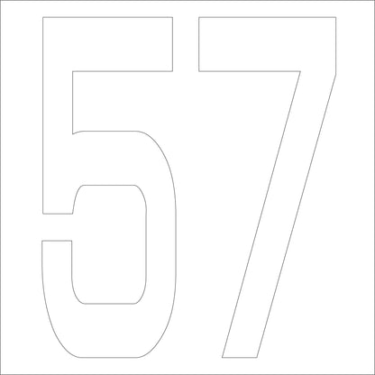 カッティングステッカー　数字５７　文字高１００ｍｍ　白