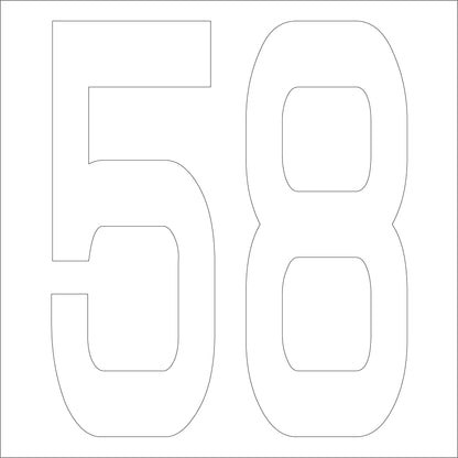 カッティングステッカー　数字５８　文字高１００ｍｍ　白
