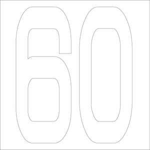 カッティングステッカー　数字６０　文字高１００ｍｍ　白