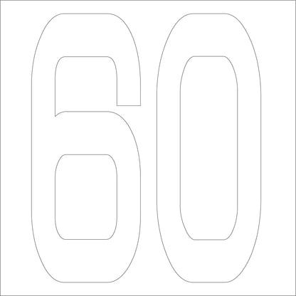 カッティングステッカー　数字６０　文字高１００ｍｍ　白