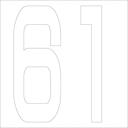 カッティングステッカー　数字６１　文字高１００ｍｍ　白