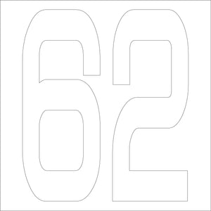 カッティングステッカー　数字６２　文字高１００ｍｍ　白