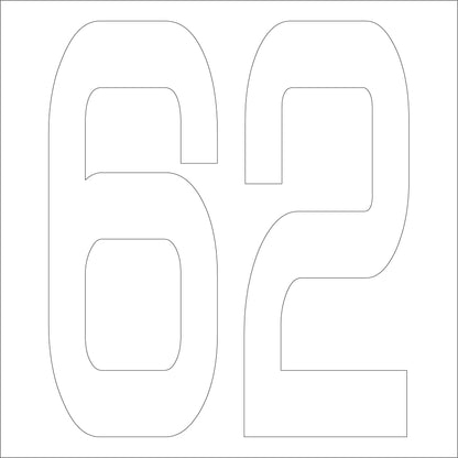 カッティングステッカー　数字６２　文字高１００ｍｍ　白