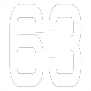 カッティングステッカー　数字６３　文字高１００ｍｍ　白