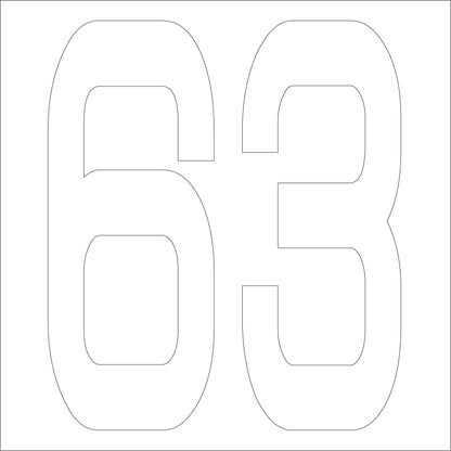 カッティングステッカー　数字６３　文字高１００ｍｍ　白