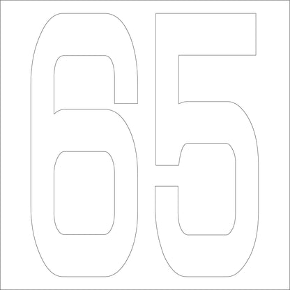 カッティングステッカー　数字６５　文字高１００ｍｍ　白