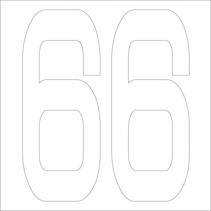 カッティングステッカー　数字６６　文字高１００ｍｍ　白