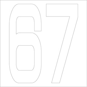 カッティングステッカー　数字６７　文字高１００ｍｍ　白