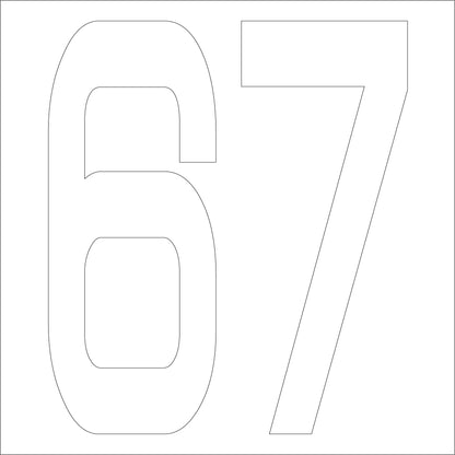 カッティングステッカー　数字６７　文字高１００ｍｍ　白
