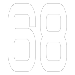 カッティングステッカー　数字６８　文字高１００ｍｍ　白