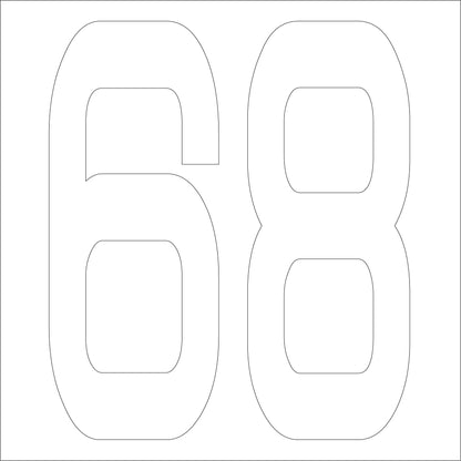 カッティングステッカー　数字６８　文字高１００ｍｍ　白
