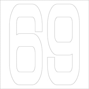 カッティングステッカー　数字６９　文字高１００ｍｍ　白