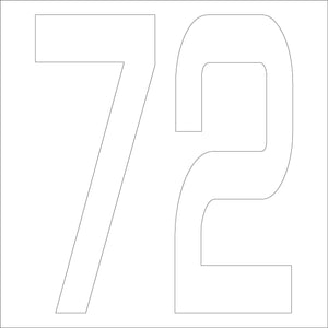 カッティングステッカー　数字７２　文字高１００ｍｍ　白
