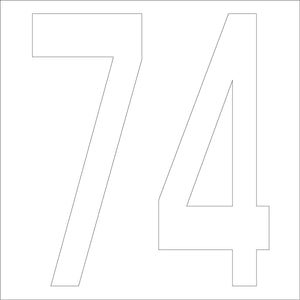 カッティングステッカー　数字７４　文字高１００ｍｍ　白