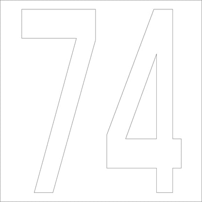 カッティングステッカー　数字７４　文字高１００ｍｍ　白