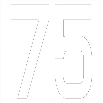 カッティングステッカー　数字７５　文字高１００ｍｍ　白