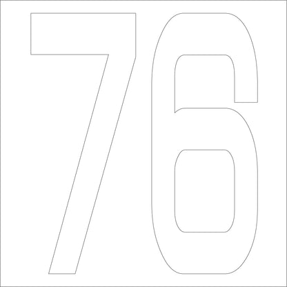 カッティングステッカー　数字７６　文字高１００ｍｍ　白