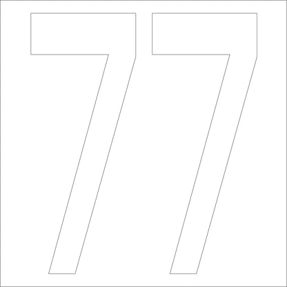 カッティングステッカー　数字７７　文字高１００ｍｍ　白