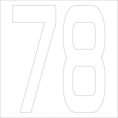 カッティングステッカー　数字７８　文字高１００ｍｍ　白