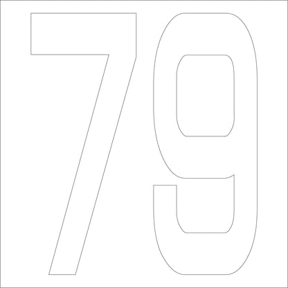 カッティングステッカー　数字７９　文字高１００ｍｍ　白