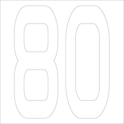 カッティングステッカー　数字８０　文字高１００ｍｍ　白
