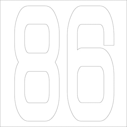 カッティングステッカー　数字８６　文字高１００ｍｍ　白