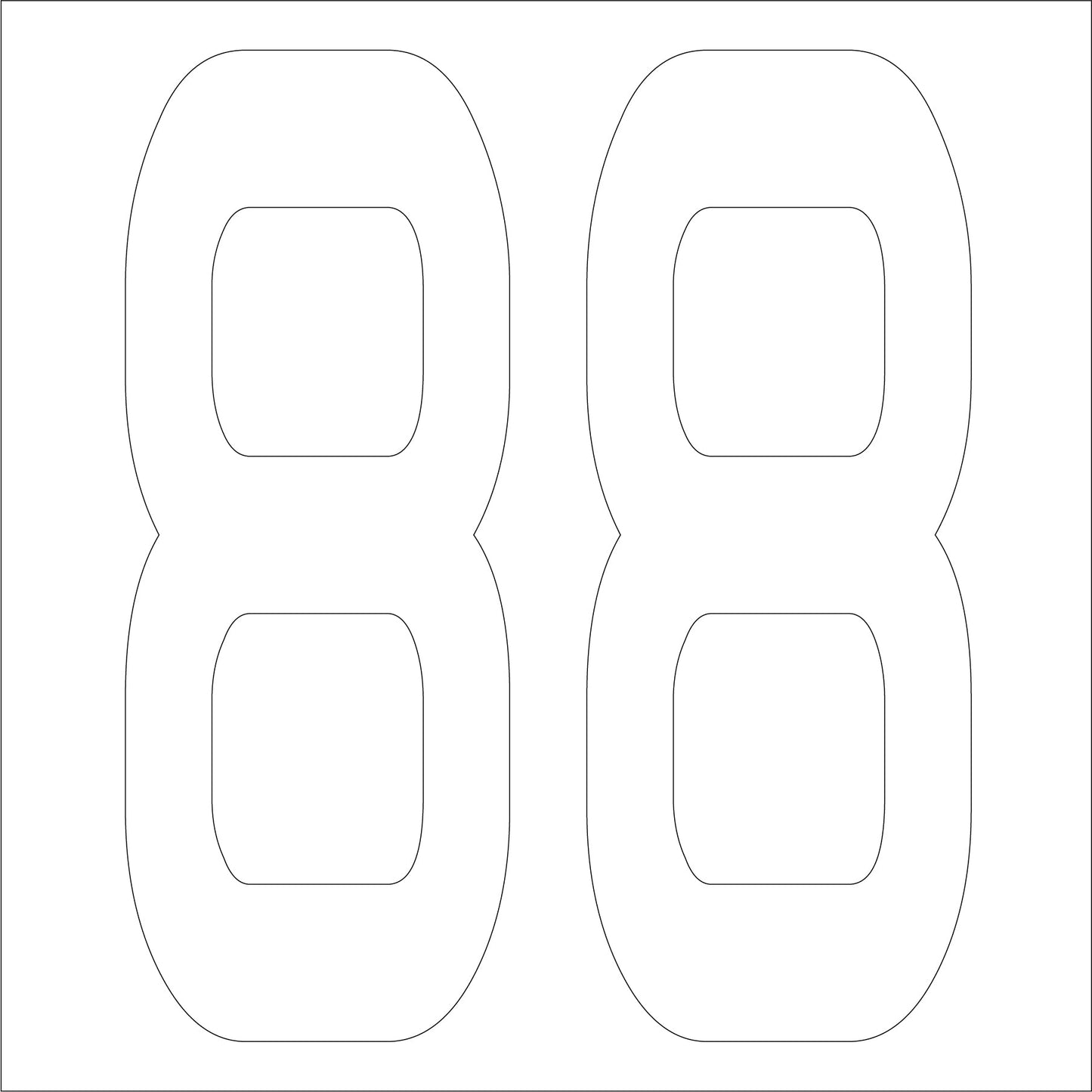 カッティングステッカー　数字８８　文字高１００ｍｍ　白