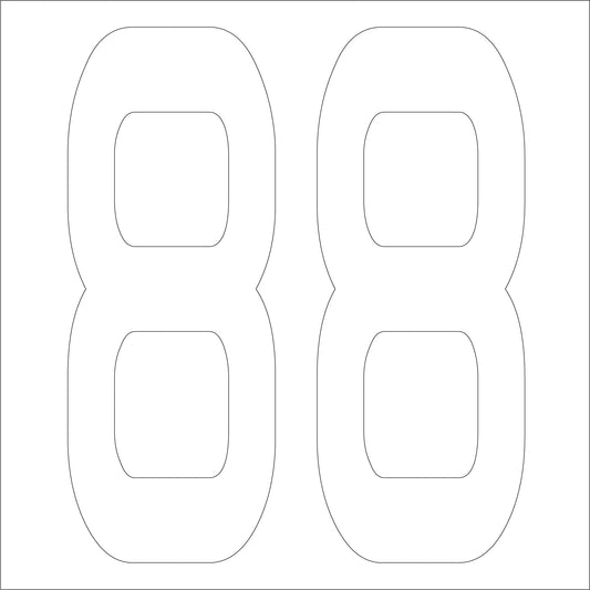 カッティングステッカー　数字８８　文字高１００ｍｍ　白