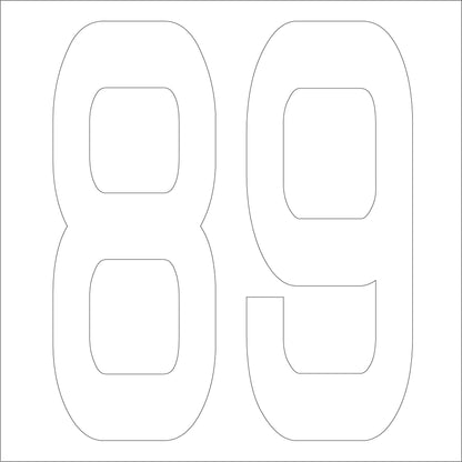 カッティングステッカー　数字８９　文字高１００ｍｍ　白