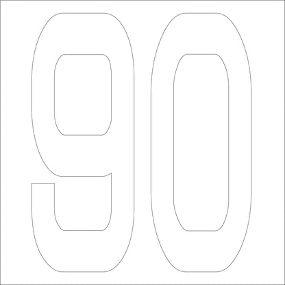 カッティングステッカー　数字９０　文字高１００ｍｍ　白